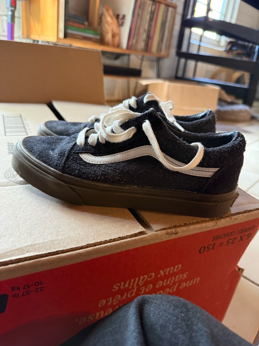 Vans Old Skool Hairy Suede Dark Navy and Gum